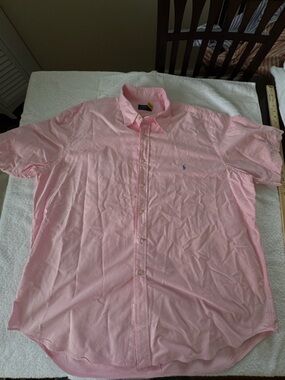 Polo Ralph Lauren Men's Pink Short Sleeve Button Down Shirt 2XB